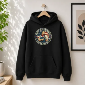 Nice Labour Day Proud American Worker Vintage Badge Hoodie