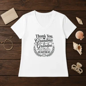 Good Grandparents Day Thank You Line Art For Family Love V-Neck Shirt