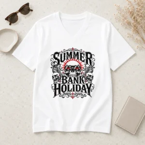 Pretty Premium Good Gothic Skull Sunglasses Summer Bank Holiday V-Neck Shirt