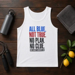 Original Rob Sand'S Gigantic Ego All Blue Not True No Plan No Clue Tank Top