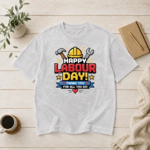 Nice Top Pixel Art Happy Labour Day Thank You Workers Washed T-Shirt