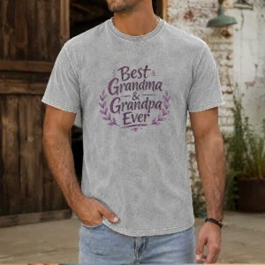 Pretty Grandparents Day Best Grandma Grandpa Ever Sketch Washed T-Shirt