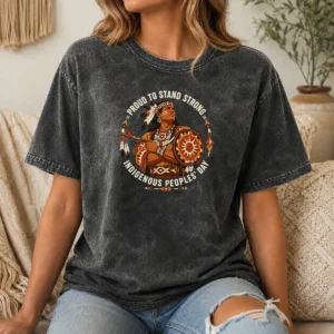 Official Good Indigenous Peoples Day Pride Warrior Vector (2) Washed T-Shirt