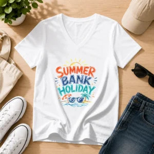 Hot Sketch Summer Bank Holiday Beach Sunglasses Palm V-Neck Shirt