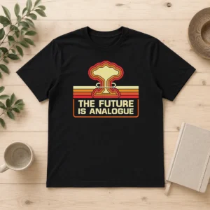 Original Pretty The Future Is Analogue Retro Nuclear Mushroom Cloud