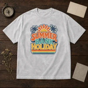 Awesome Vintage Retro Summer Bank Holiday Palm Sunburst Washed T-Shirt