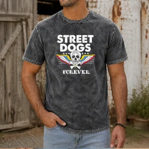 Hot Street Dogs Forever Skull And Crossbones Washed T-Shirt