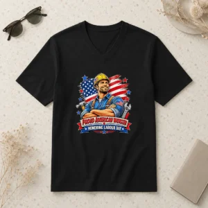 Premium Pretty American Labour Day Celebration Vintage V-Neck Shirt