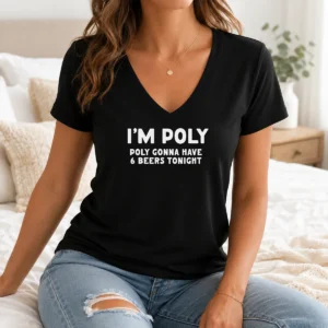 Good Top I'M Poly Gonna Have 6 Beers Tonight Polyamory V-Neck Shirt