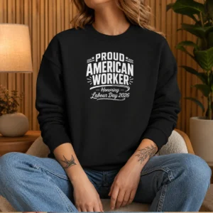 Awesome Labour Day 2026 Proud American Worker Line Art Sweater