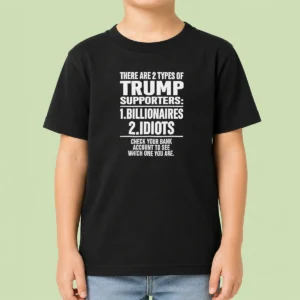 Hot Nice There Are 2 Types Of Trump Supporters Billionaires Idiots Check Your Bank Account Kids T-Shirt