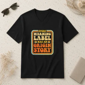 Awesome Hot Every Warning Label Has An Origin Story Retro V-Neck Shirt