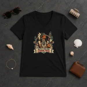 Awesome Original Indigenous Peoples Day Pride Warrior Vector V-Neck Shirt