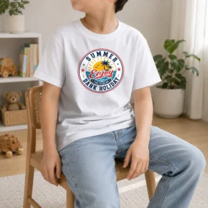 Premium Vintage Badge Summer Bank Holiday Enjoy Relax Palm Kids T-Shirt