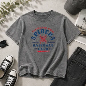 Pretty Vintage Cleveland Spiders American Association Baseball Club Est 1887 Washed T-Shirt