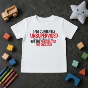 Nice Original I Am Currently Unsupervised I Know It Freaks Me Out Too Kids T-Shirt
