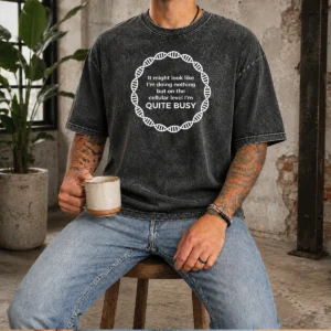 Funny Official Cellular Level Quite Busy Geek Washed T-Shirt