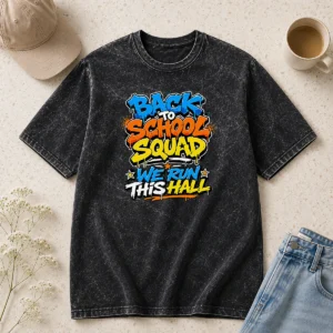 Hot Good Back To School Squad Graffiti For Students Washed T-Shirt