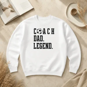 Official Coach Dad Legend Soccer Ball Typography Sweater