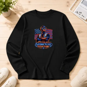 Nice Labour Day Proud American Worker Neon Long Sleeve Shirt