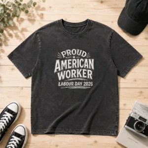 Pretty Labour Day Proud American Worker Sketch Washed T-Shirt