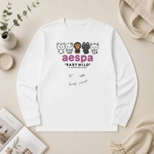 Official Aespa X Baby Milo A Bathing Ape Signature Long Sleeve Shirt