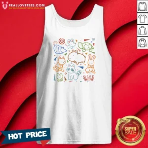 Funny Cute Doodle Animals And Creatures Kawaii Tank Top