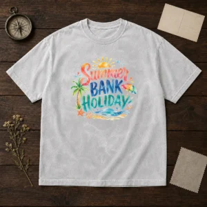 Nice Watercolor Summer Bank Holiday Beach Palm Starfish Washed T-Shirt
