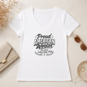 Good Nice Labour Day Proud American Worker Sketch V-Neck Shirt