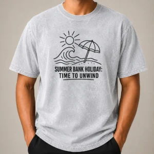 Hot Top Summer Bank Holiday Relaxation Line Art Washed T-Shirt