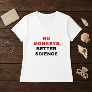 Funny Peta No Monkeys Better Science V-Neck Shirt