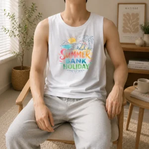 Funny Watercolor Beach Scene Summer Bank Holiday Relax Tank Top