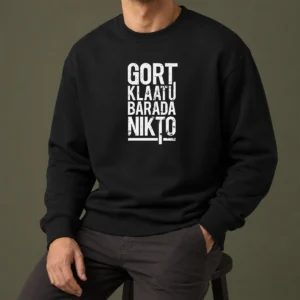 Funny Premium Gort Klaatu Barada Nikto Geek Sweater