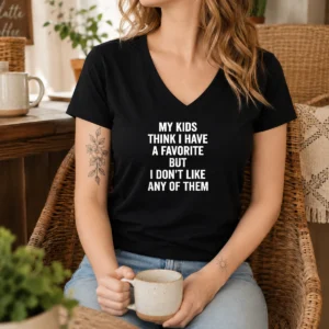 Funny My Kids Think I Have A Favorite But I Don'T Like Any Of Them V-Neck Shirt