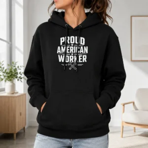 Premium Pretty Labour Day Proud American Worker Line Art Hoodie