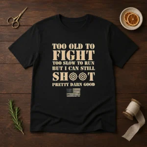 Original Too Old To Fight Too Slow To Run But I Can Still Shoot Pretty Darn Good