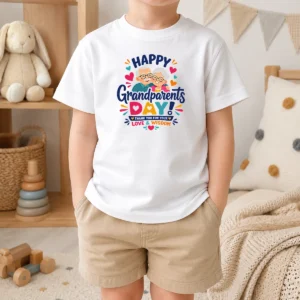 Nice Good Happy Grandparents Day Love Wisdom Hearts Illustration Kids T-Shirt