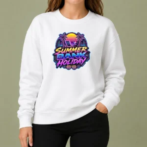 Top Pretty Synthwave Neon Summer Bank Holiday Beach Sunset Sweater