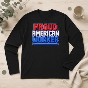 Hot Nice Labour Day Proud American Worker Pixel Long Sleeve Shirt