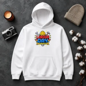 Hot Awesome Labour Day Pixel Art Thank You Workers Hard Hat Hoodie