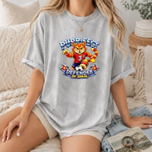 Top Spain Soccer Cat Meme Purr Fect Defender YK Washed T-Shirt