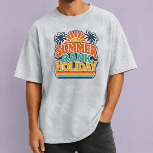 Good Hot Vintage Retro Summer Bank Holiday Palm Sunburst Washed T-Shirt