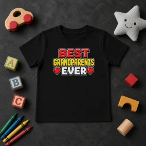 Hot Good Best Grandparents Ever Pixel Heartfelt Kids T-Shirt