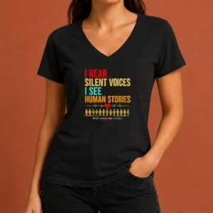 Hot I Hear Silent Voices I See Human Stories Every Person Has A Story V-Neck Shirt
