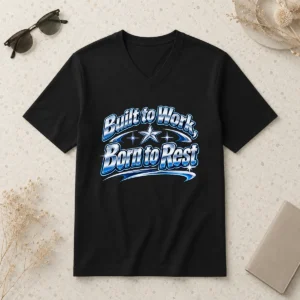 Nice Hot Born To Rest Labour Day Retro Work Ethic V-Neck Shirt