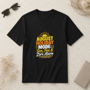 Happy Original August Holiday Typography With Fun Summer Vibes V-Neck Shirt