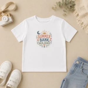 Hot Boho Celestial Summer Bank Holiday Moon Sun Floral Kids T-Shirt