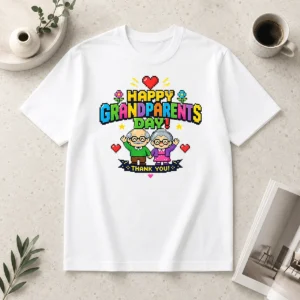 Hot Happy Grandparents Day Pixel Art Retro Thank You