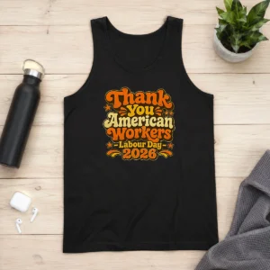 Top Awesome Labour Day 2026 Thank You American Workers Groovy Retro Shir Tank Top