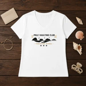 Hot Poler Vaulting Club Perfection Nevada Geek V Neck Shirt in dark color with graphic print